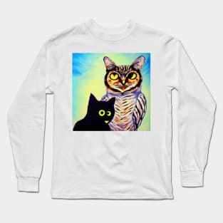 A Cat and An Owl Funny Pet Owner Long Sleeve T-Shirt